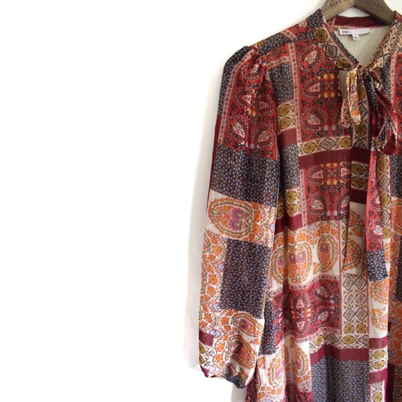 DR2 Daniel Rainn Mixed Pattern Bohemian Dress Small - Picture 2 of 8
